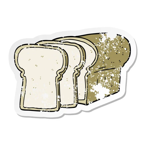 Verontruste sticker van een cartoon gesneden brood — Stockvector