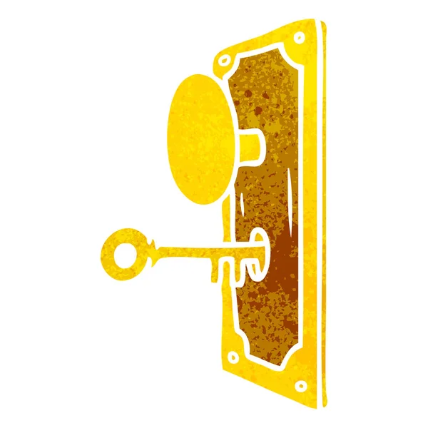 Retro cartoon doodle of a door handle — Stock Vector