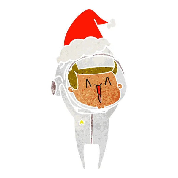 Happy retro kreslený astronaut santa klobouk — Stockový vektor