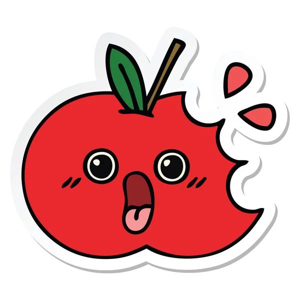 Sticker van een leuke cartoon rode appel — Stockvector