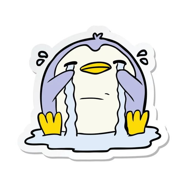 Etiqueta Pinguim Grito Desenho Animado — Vetor de Stock