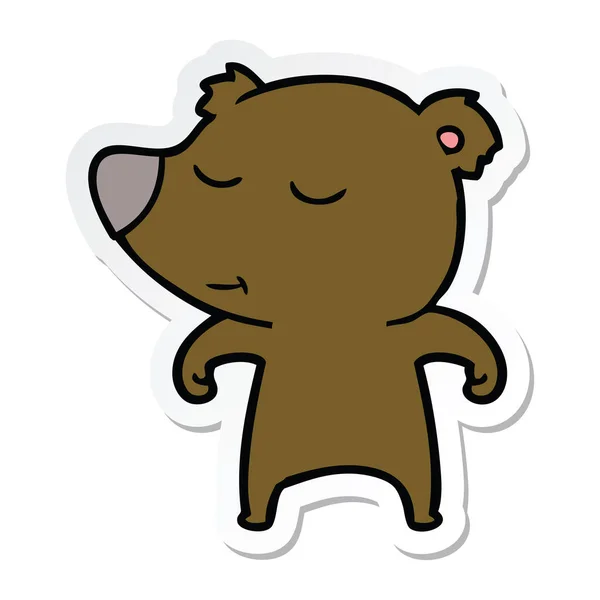 Autocollant d'un ours de dessin animé heureux — Image vectorielle
