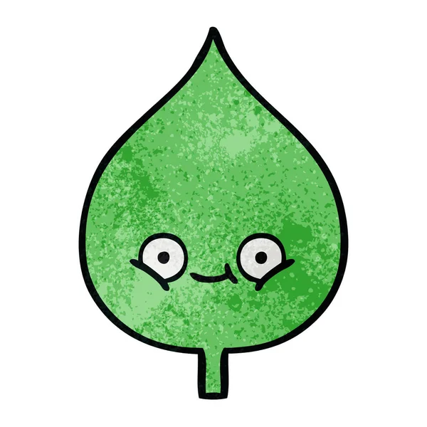 Retro grunge texture cartoon expressional leaf — Stock Vector