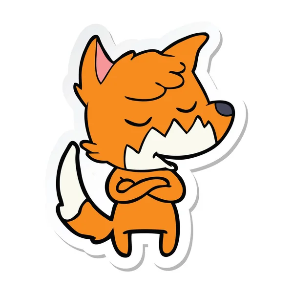 Sticker Friendly Cartoon Fox — Stock Vector