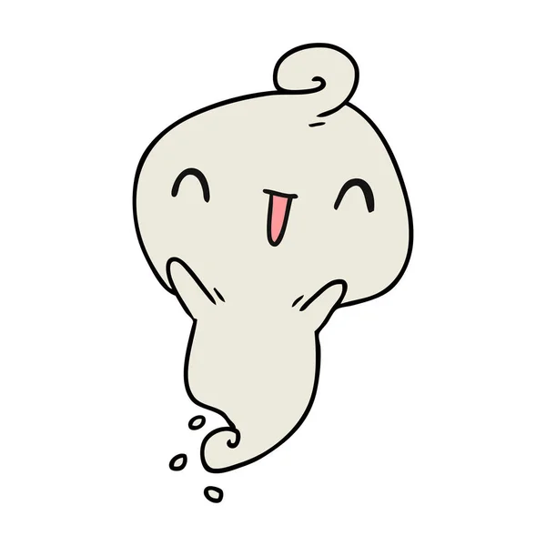 Cartone Animato Illustrazione Kawaii Carino Morto Fantasma — Vettoriale Stock