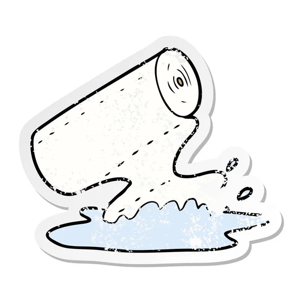 Verontruste Sticker Van Een Cartoon Keuken Handdoek Inweken Van Lekkage — Stockvector