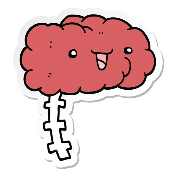 Sticker Happy Cartoon Brain — Stock Vector