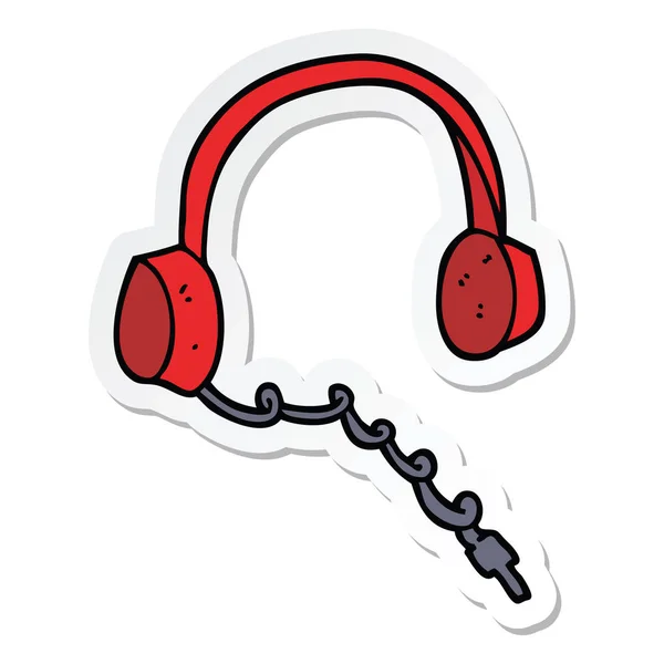 Sticker Cartoon Headphones — Stock Vector