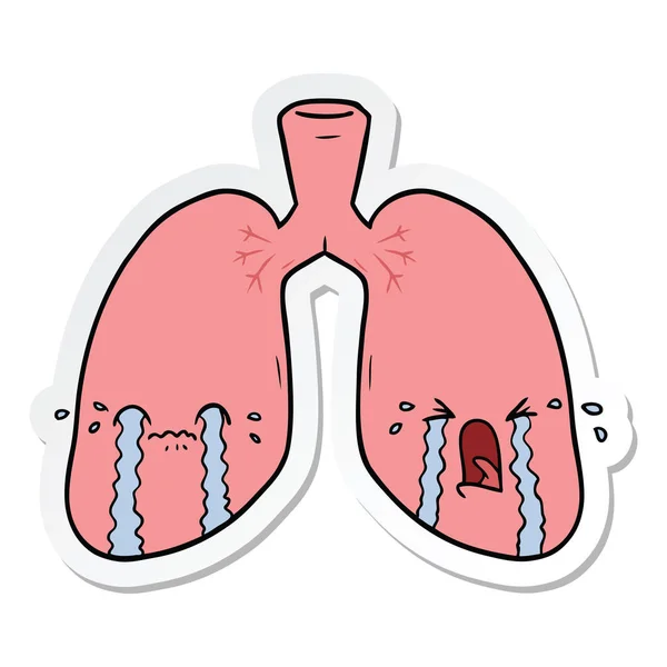 Sticker Cartoon Lungs Crying — Stock Vector