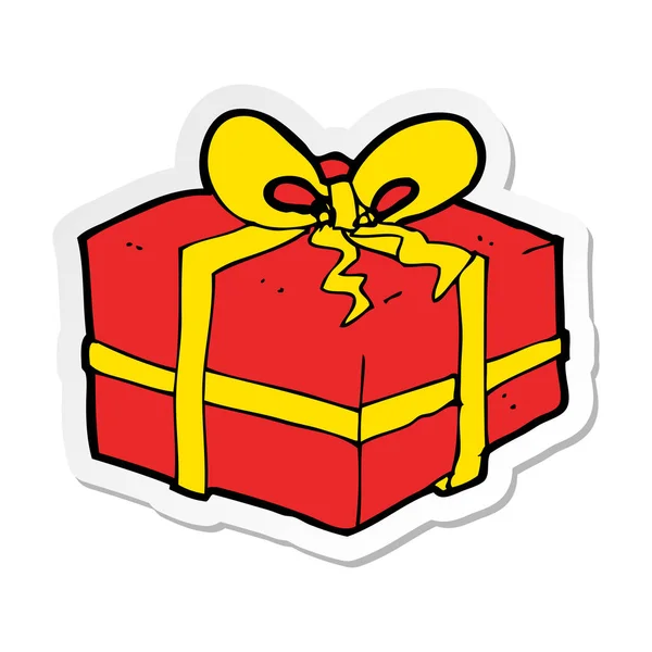 Sticker Van Een Cartoon Kerstcadeau — Stockvector