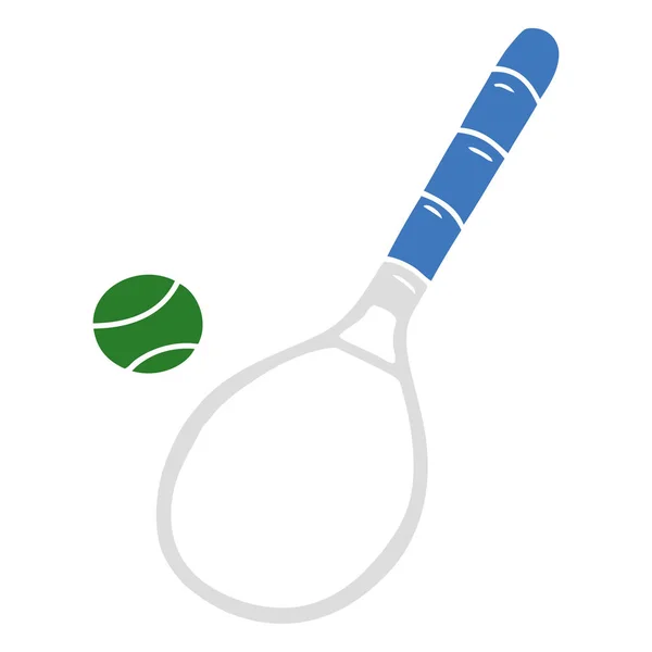 Cartoon Doodle Tennisschläger und Ball — Stockvektor