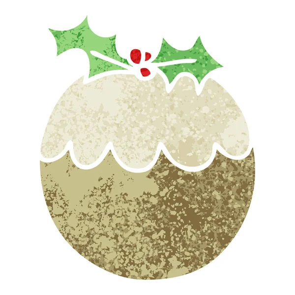 Excentrique rétro illustration style dessin animé pudding de Noël — Image vectorielle