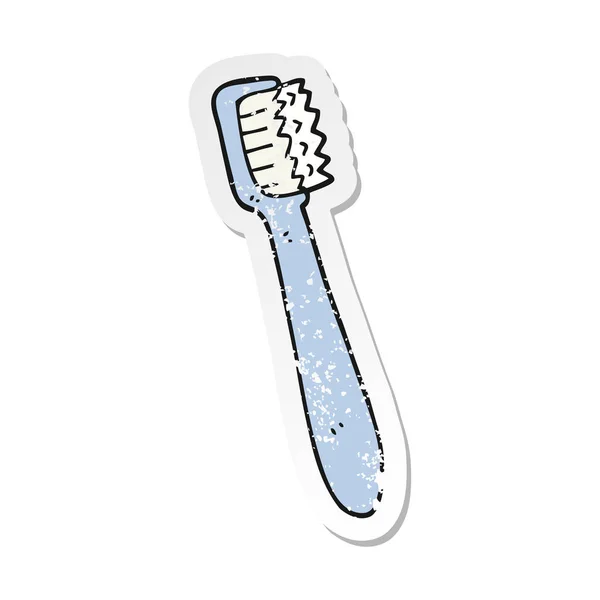 Retro distressed sticker of a cartoon toothbrush — Stock Vector