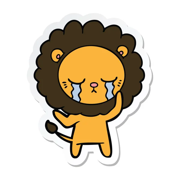 Sticker of a crying cartoon lion — Stock Vector