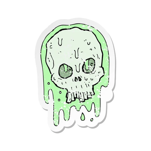 Retro distressed sticker of a cartoon slimy skull — Stock Vector
