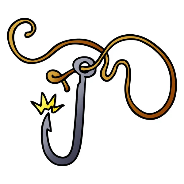 Gradient cartoon doodle of a sharp fishing hook — Stock Vector