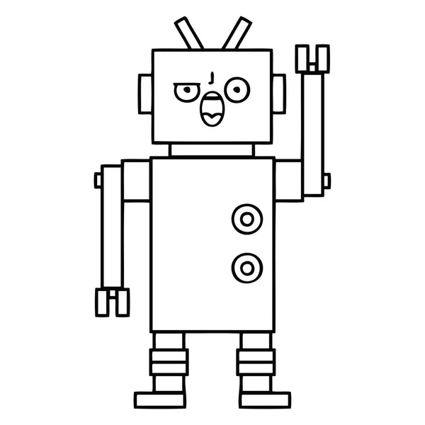 Desenho Linha Desenhos Animados Robô Com Raiva —  Vetores de Stock
