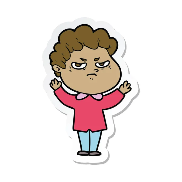 Sticker Cartoon Angry Man — Stock Vector