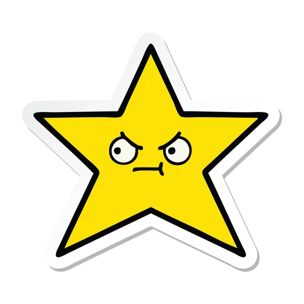 Klistermärke Gullig Tecknad Guld Stjärna — Stock vektor
