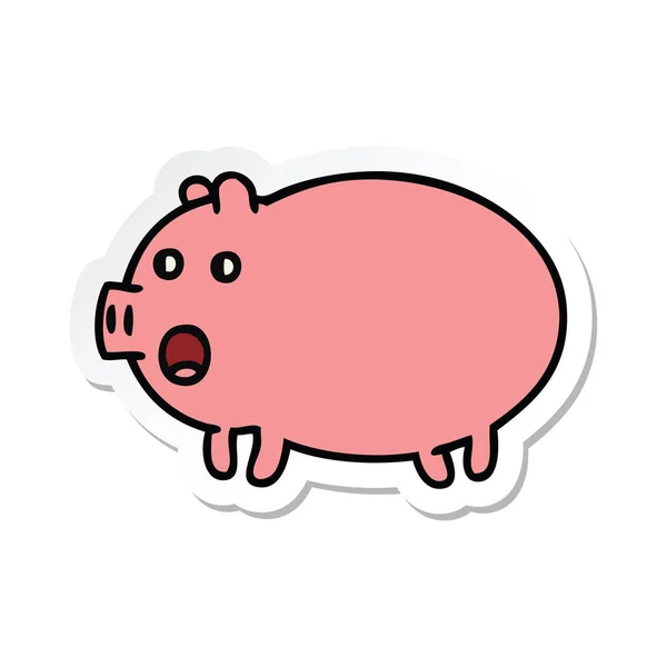 Klistermärke av en gullig tecknad gris — Stock vektor