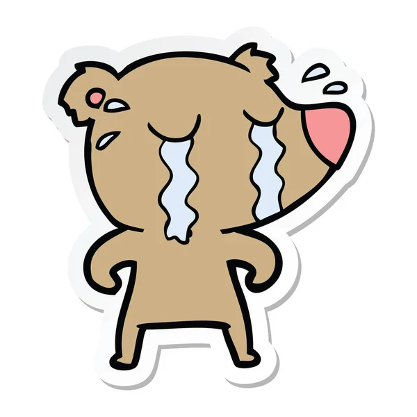 Sticker of a cartoon crying bear — Stock Vector