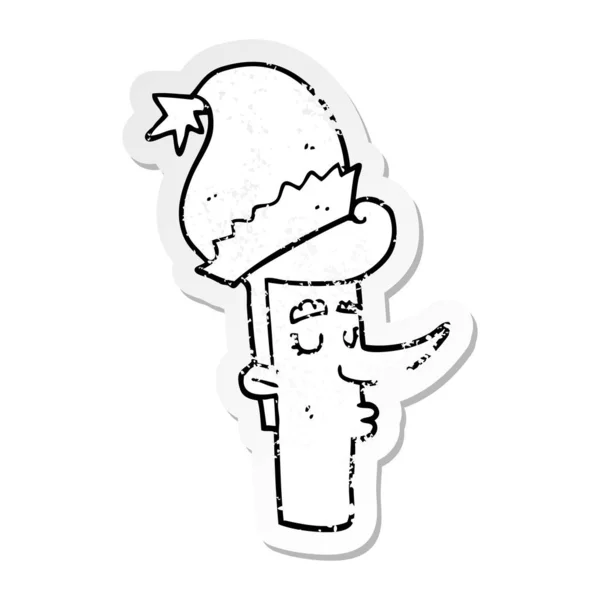 Calcomanía Angustiada Hombre Dibujos Animados Sombrero Navidad — Vector de stock