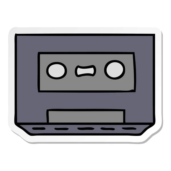 Hand Drawn Sticker Cartoon Doodle Sticker Cassette Tape — Stock Vector