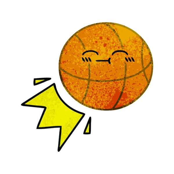 レトロなグランジ テクスチャ漫画バスケット ボール — ストックベクタ