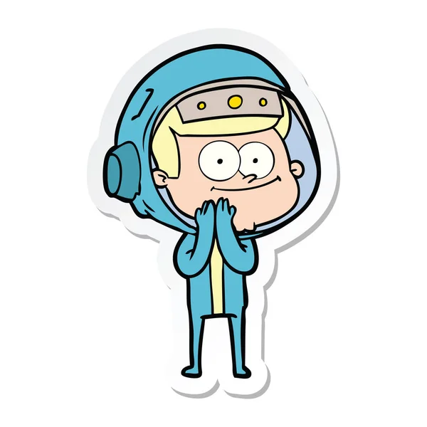 Sticker van een gelukkig astronaut cartoon — Stockvector