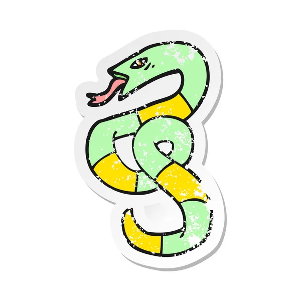 Nödställda klistermärke av en tecknad orm — Stock vektor