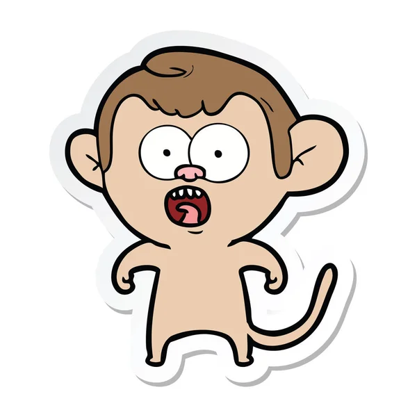 Adesivo di una scimmia scioccata cartone animato — Vettoriale Stock