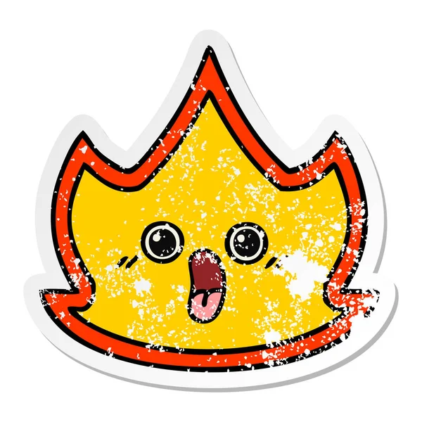 Distressed sticker of a cute cartoon fire — Stock Vector