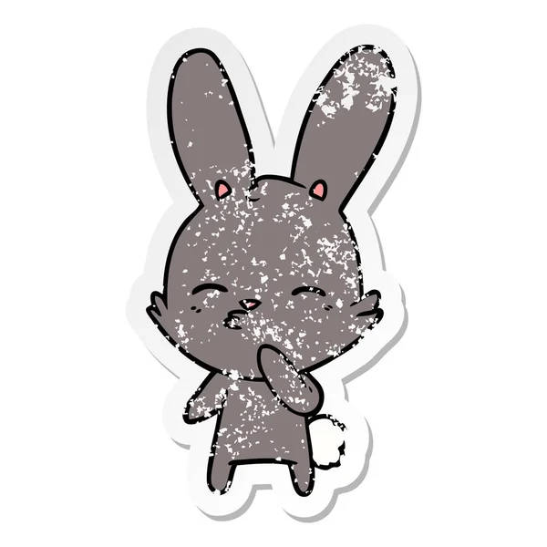 Distressed sticker of a curious bunny cartoon — Stock Vector