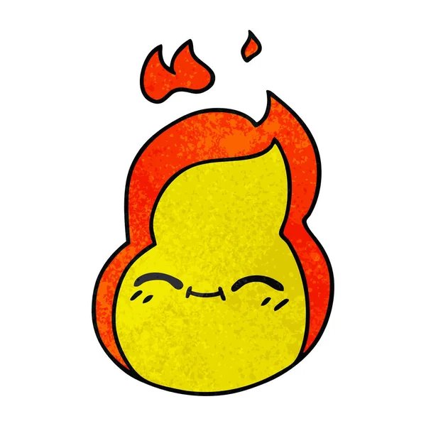 Textured cartoon of cute kawaii fire flame — Stock Vector