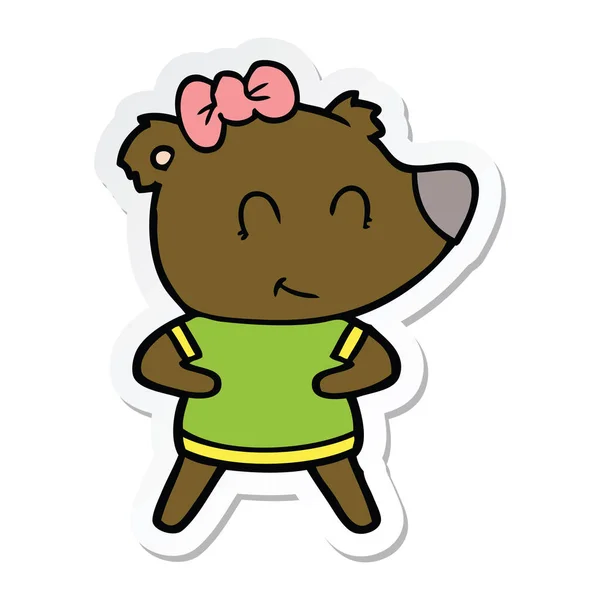 Etiqueta de um desenho animado urso fêmea — Vetor de Stock