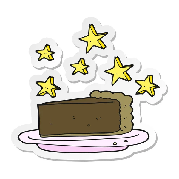 Pegatina de un pastel de chocolate de dibujos animados — Vector de stock