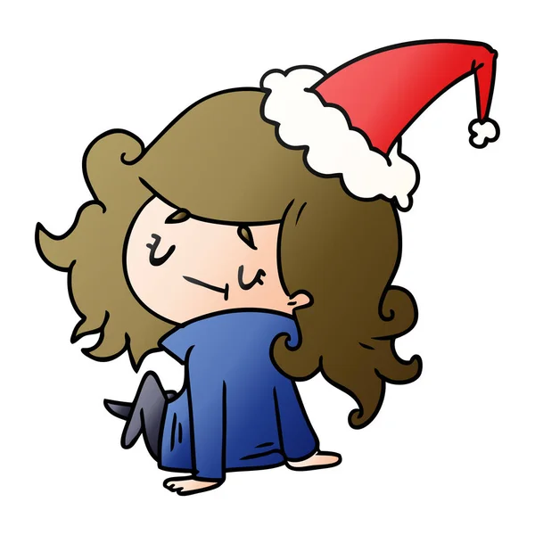 Navidad gradiente de dibujos animados de chica kawaii — Vector de stock