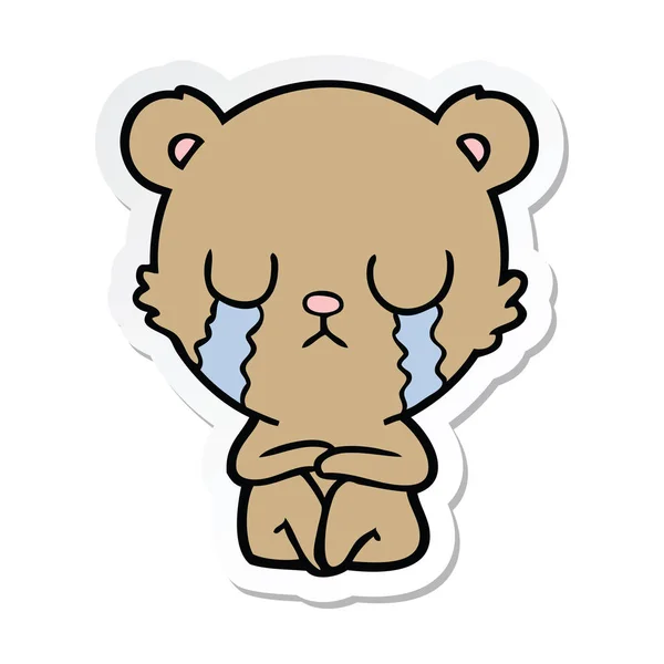 Stiker beruang kartun menangis - Stok Vektor