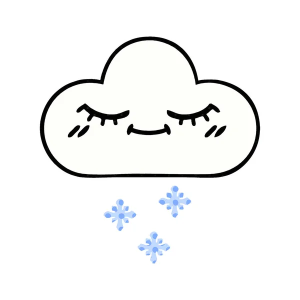 Comic book style cartoon snow cloud — Stock Vector