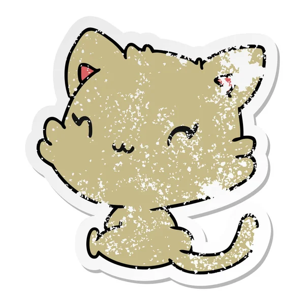 Kartun stiker tertekan kawaii kucing lucu - Stok Vektor