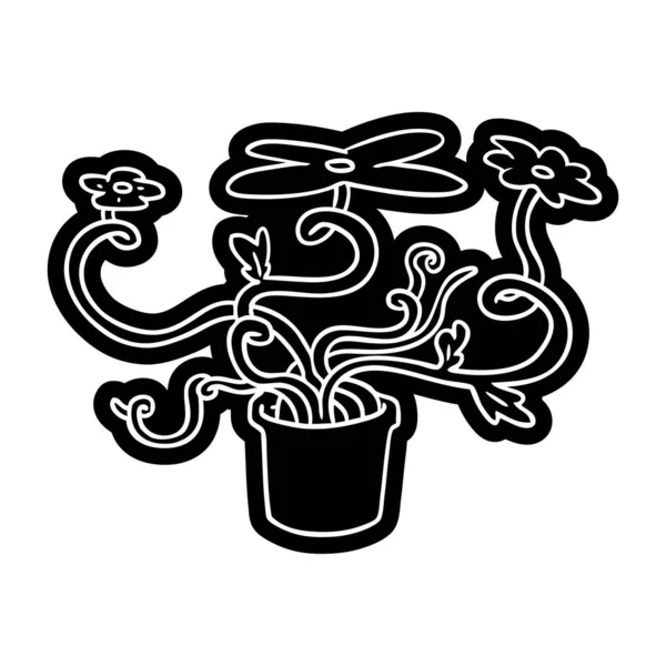 Dessin d'icône de dessin animé d'une plante de fleur — Image vectorielle