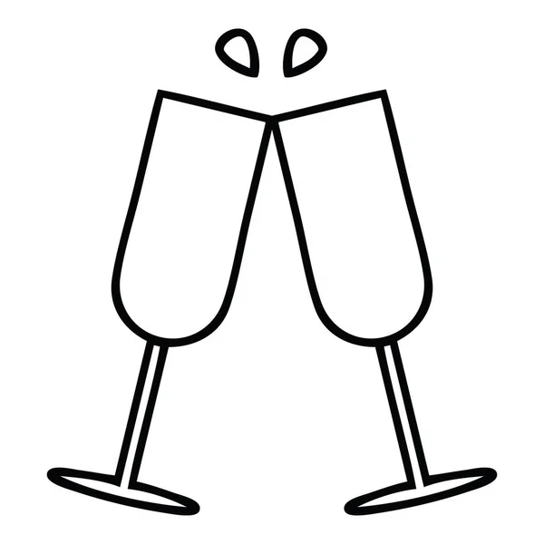 Kreslení čar kreslených cinkání šampaňské flétny — Stockový vektor