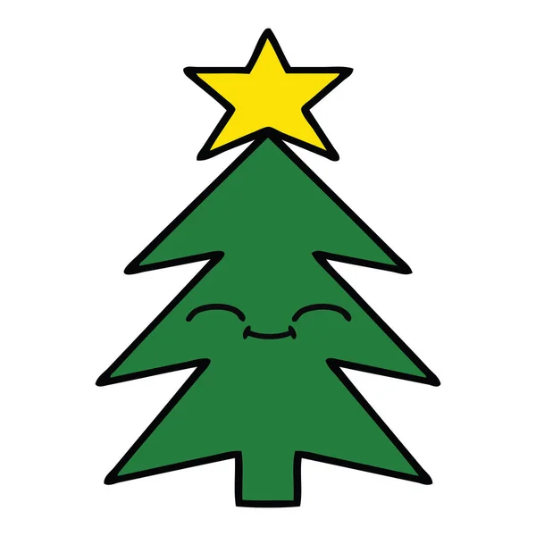Schattige cartoon kerstboom — Stockvector