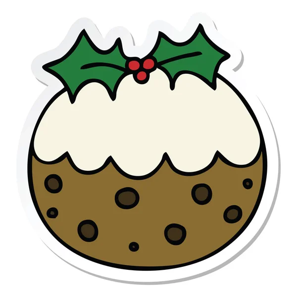 Naklejki Ekscentryczne Ręcznie Rysowane Kreskówka Christmas Pudding — Wektor stockowy