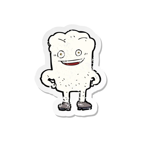 レトロ苦しめた独善的な探している漫画歯のステッカー — ストックベクタ