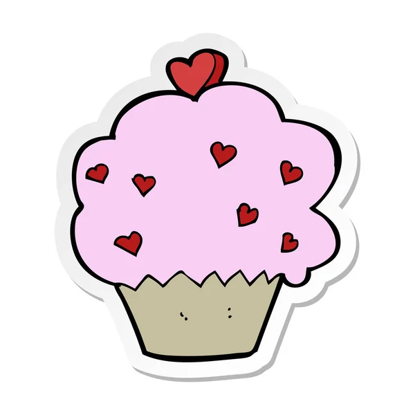 Pegatina de un cupcake de dibujos animados — Vector de stock