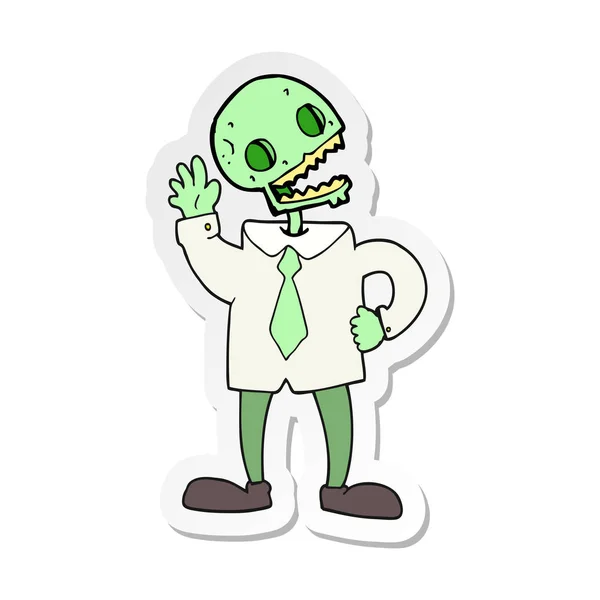 Sticker of a cartoon zombie businessman — Stock Vector