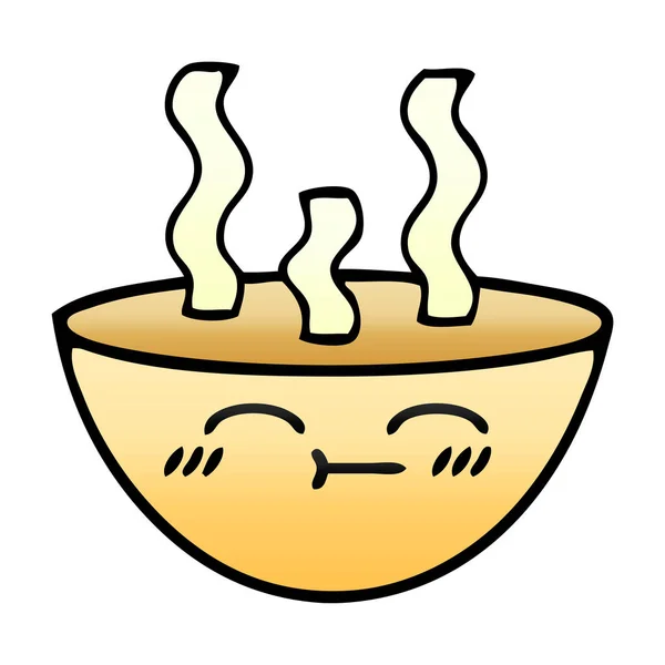 Gradiente sombreado cuenco de dibujos animados de sopa caliente — Vector de stock