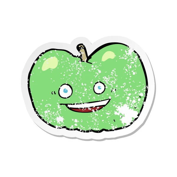 Retro distressed sticker of a cartoon apple — Stock Vector