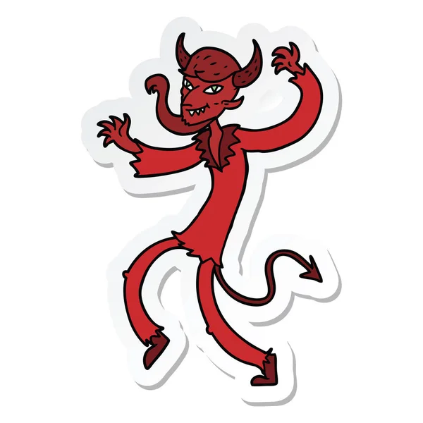 Sticker of a cartoon dancing devil — Stock Vector